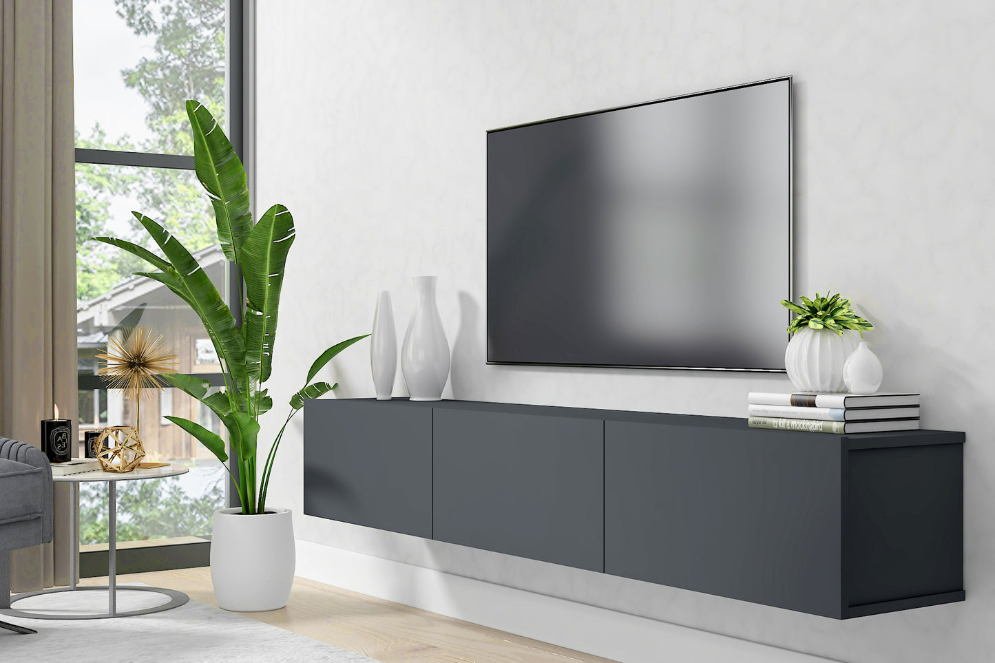 Hamman Modern 71" Floating TV Stand with Storage Wall-Mounted Media Console for TVs up to 80"