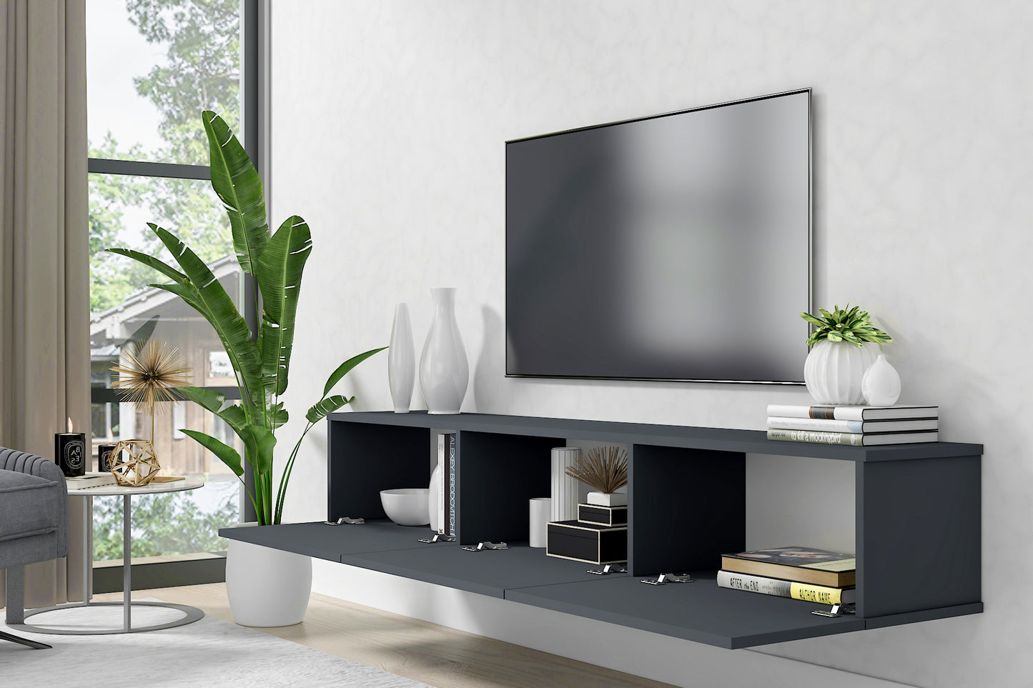 Hamman Modern 71" Floating TV Stand with Storage Wall-Mounted Media Console for TVs up to 80"