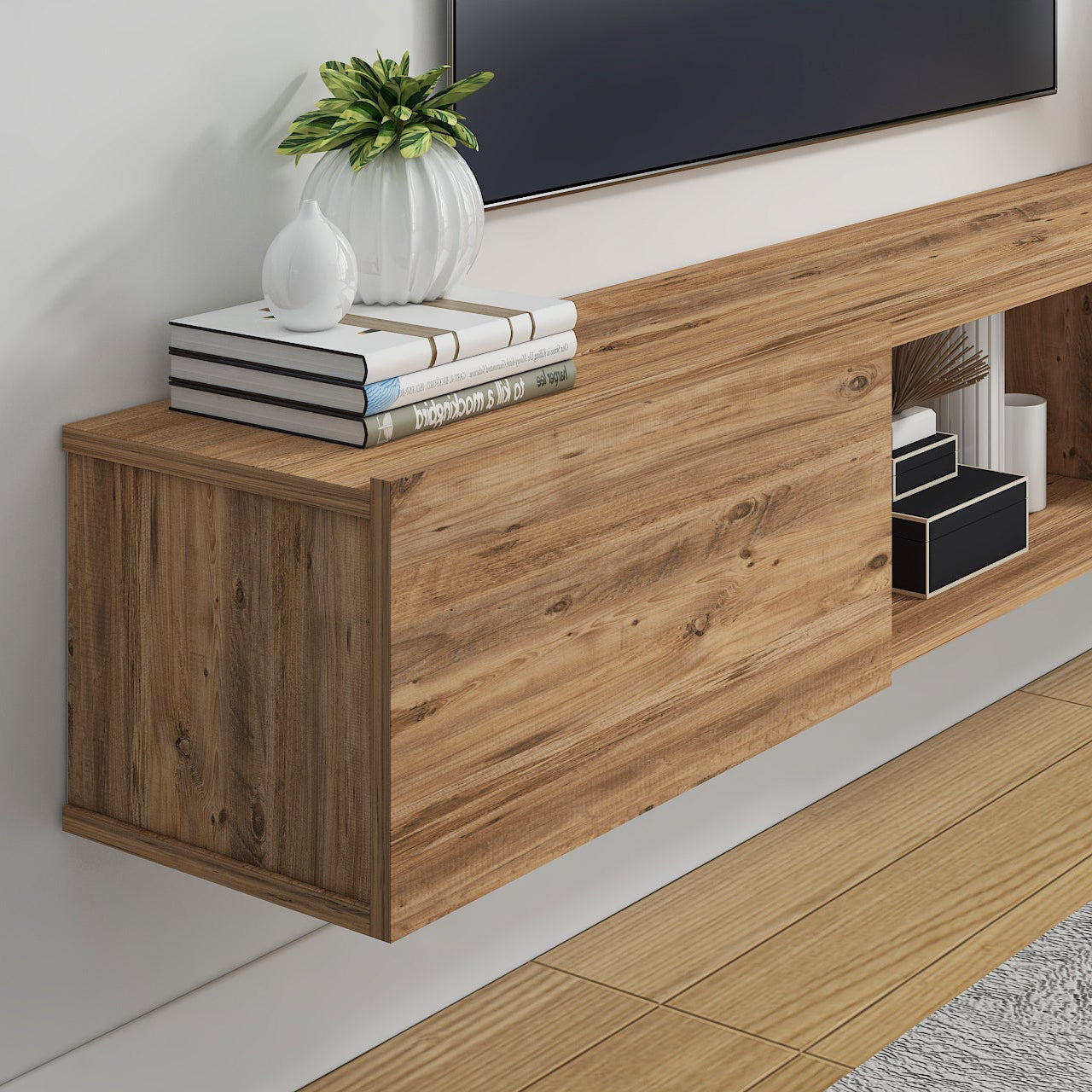 Sculley 71" Floating TV Stand Up to 70" TV's Wall Mounted Media Console