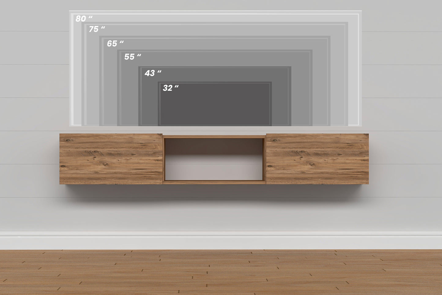 Sculley 71" Floating TV Stand Up to 70" TV's Wall Mounted Media Console