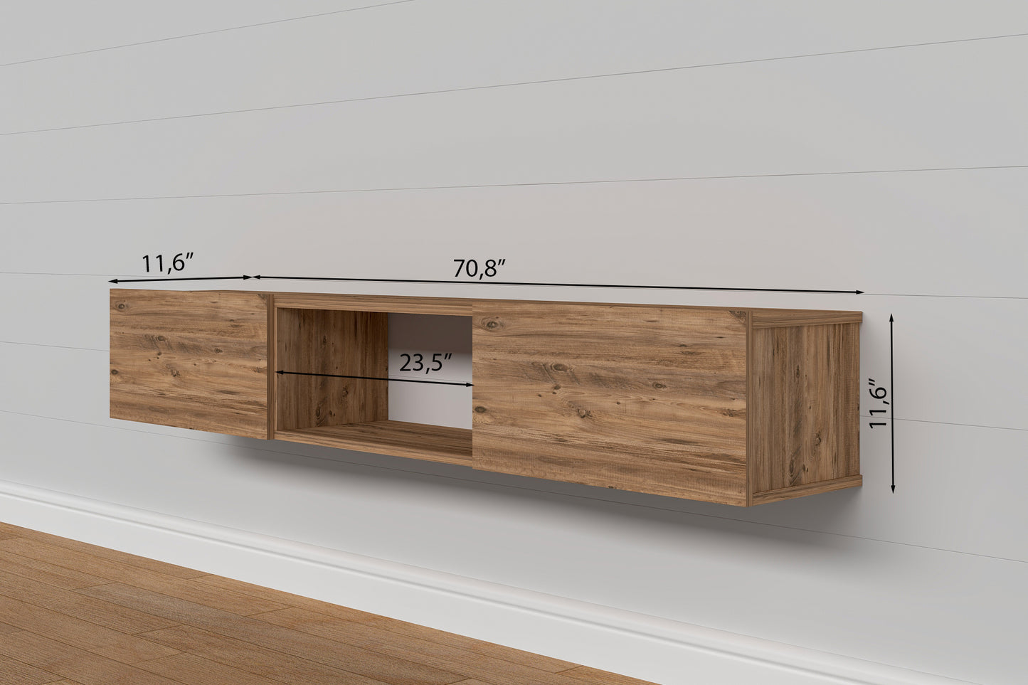 Sculley 71" Floating TV Stand Up to 70" TV's Wall Mounted Media Console