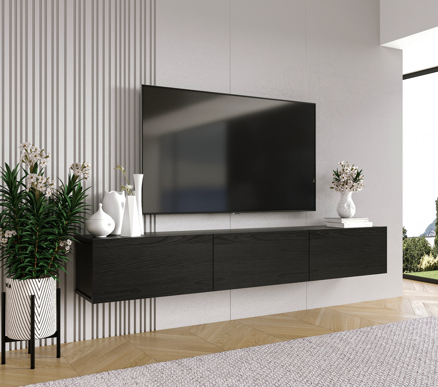 Hamman Modern 71" Floating TV Stand with Storage Wall-Mounted Media Console for TVs up to 80"