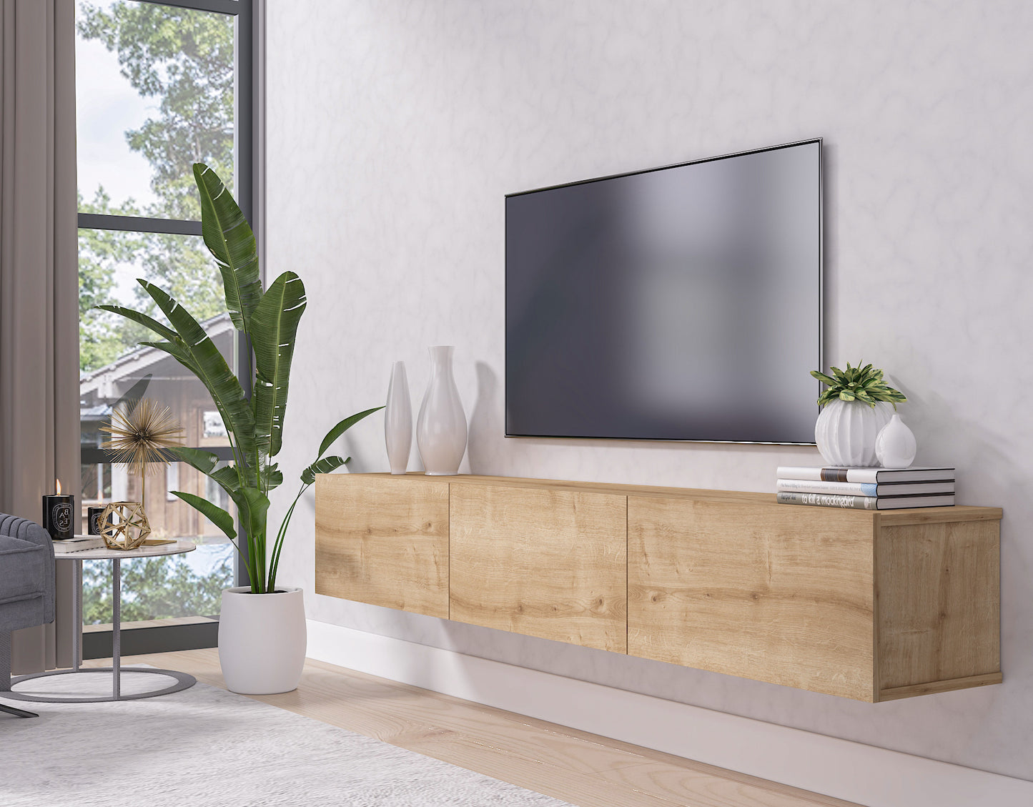 Hamman Modern 71" Floating TV Stand with Storage Wall-Mounted Media Console for TVs up to 80"