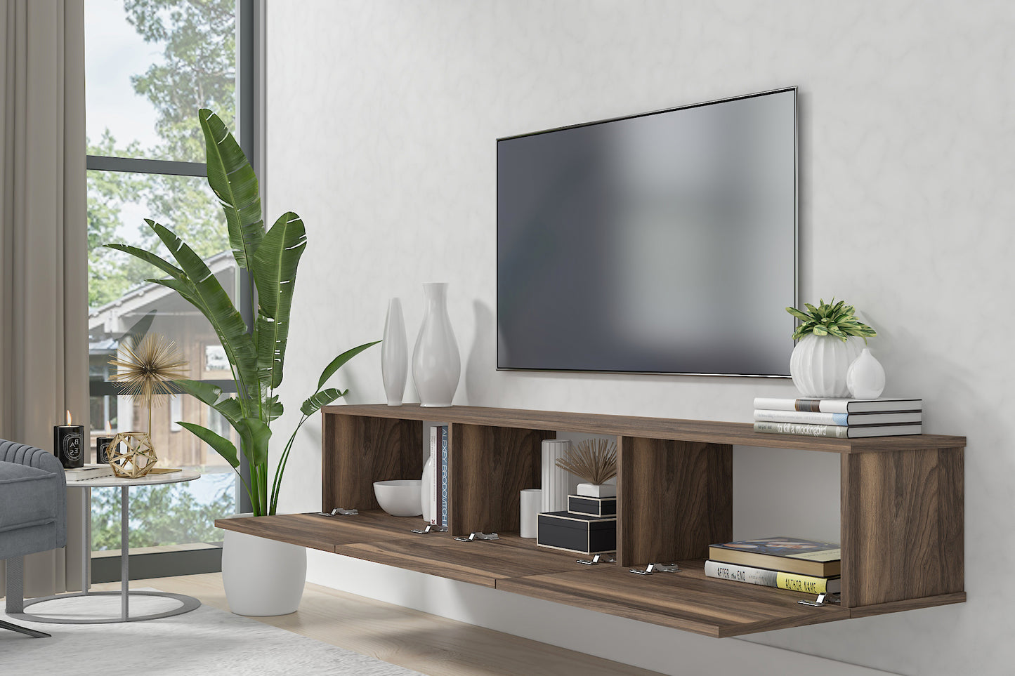 Hamman Modern 71" Floating TV Stand with Storage Wall-Mounted Media Console for TVs up to 80"