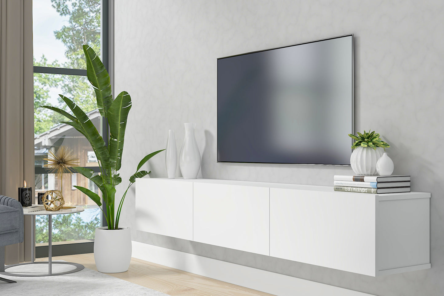 Hamman Modern 71" Floating TV Stand with Storage Wall-Mounted Media Console for TVs up to 80"