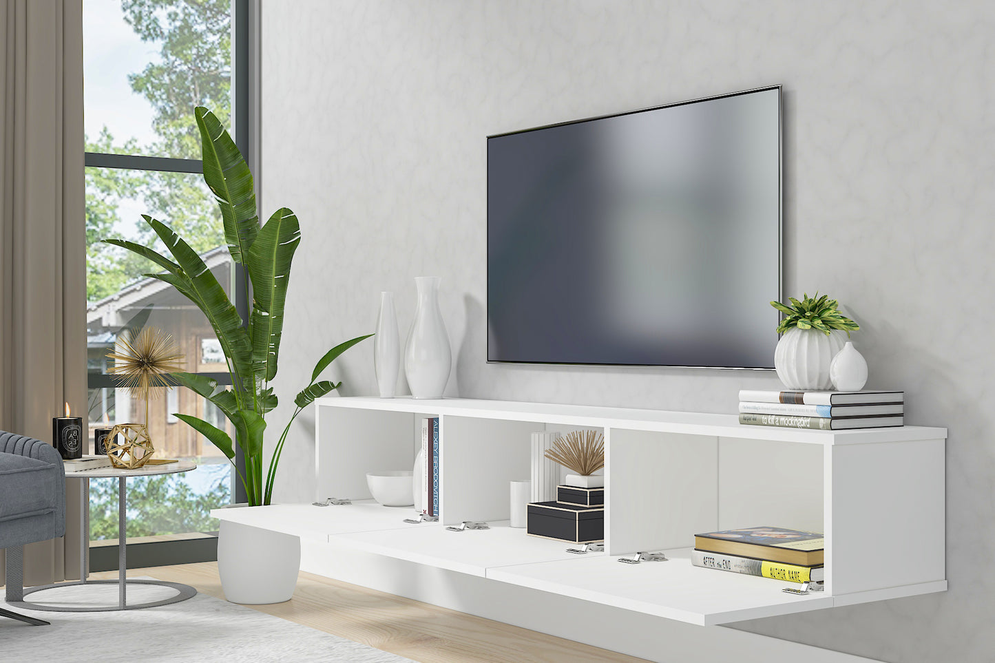 Hamman Modern 71" Floating TV Stand with Storage Wall-Mounted Media Console for TVs up to 80"