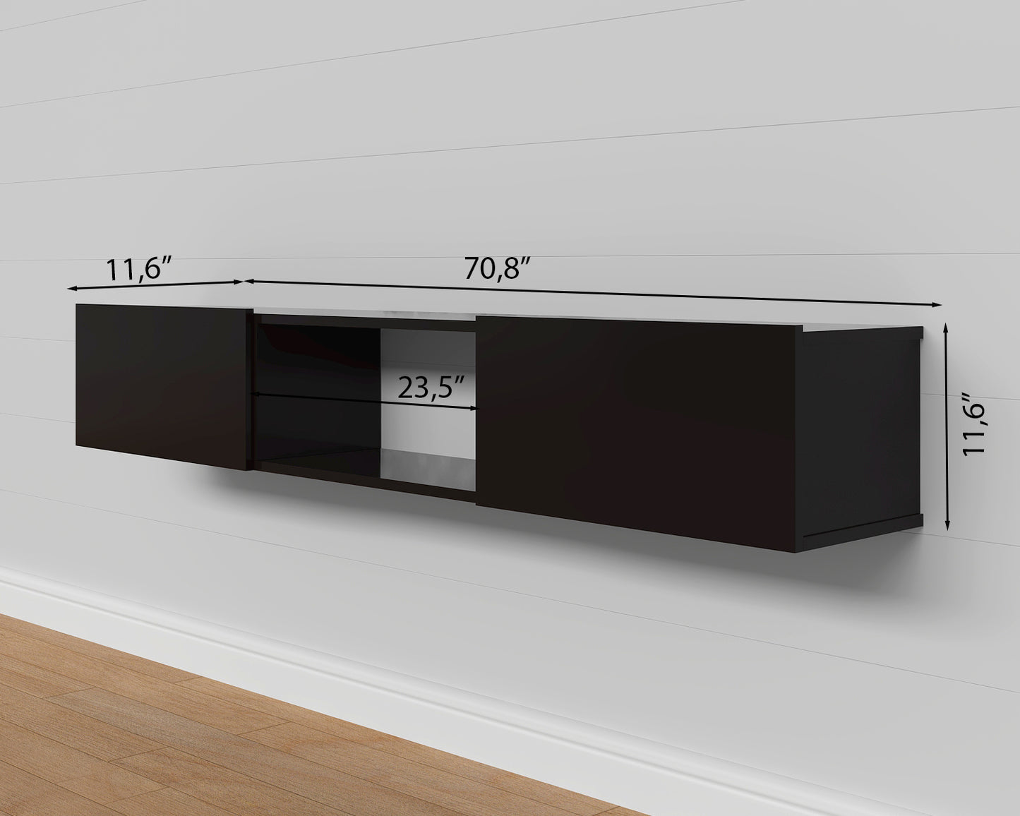 Sculley 71" Floating TV Stand Up to 70" TV's Wall Mounted Media Console
