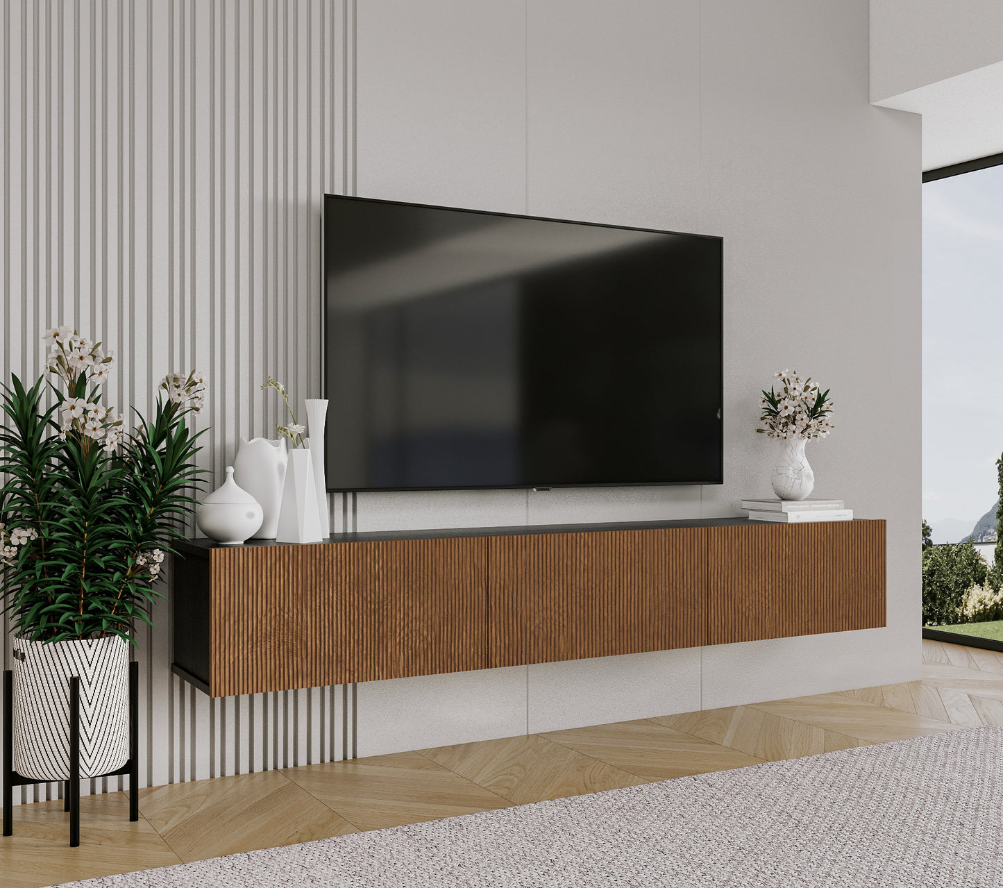Hamman Modern 71" Floating TV Stand with Storage Wall-Mounted Media Console for TVs up to 80"
