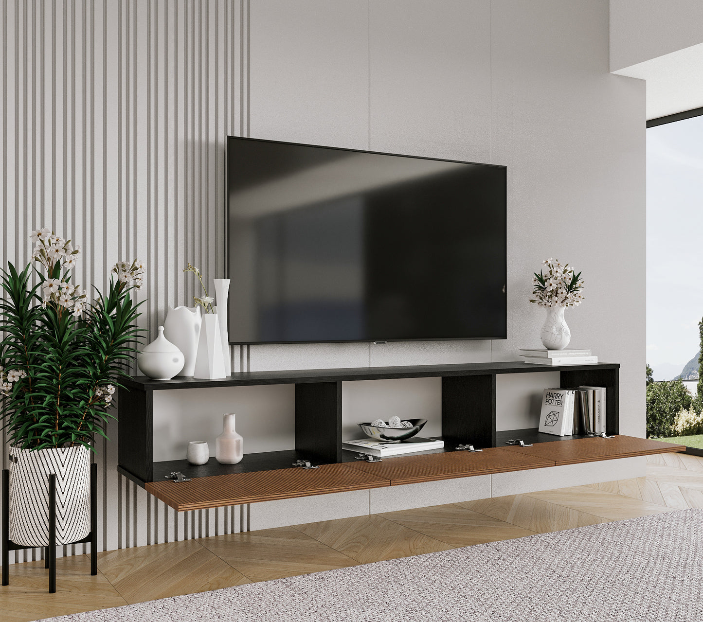 Hamman Modern 71" Floating TV Stand with Storage Wall-Mounted Media Console for TVs up to 80"