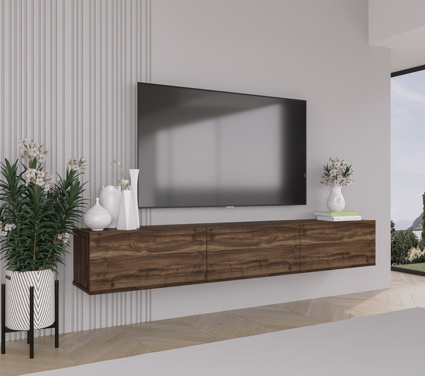 Hamman Modern 71" Floating TV Stand with Storage Wall-Mounted Media Console for TVs up to 80"